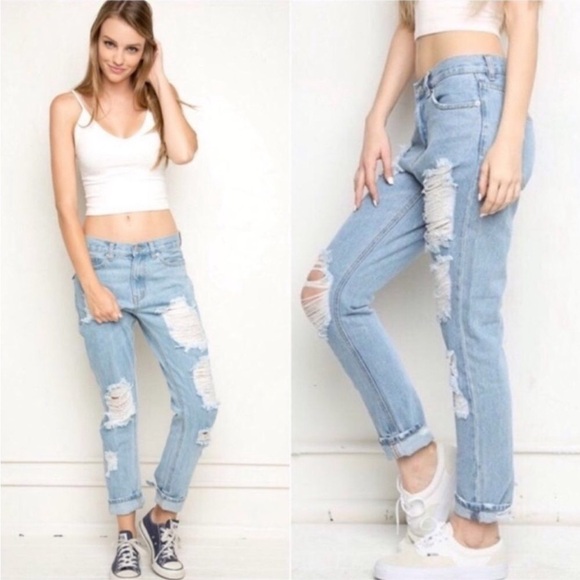 Brandy Melville Denim - Brandy Melville Destroyed Boyfriend Jeans